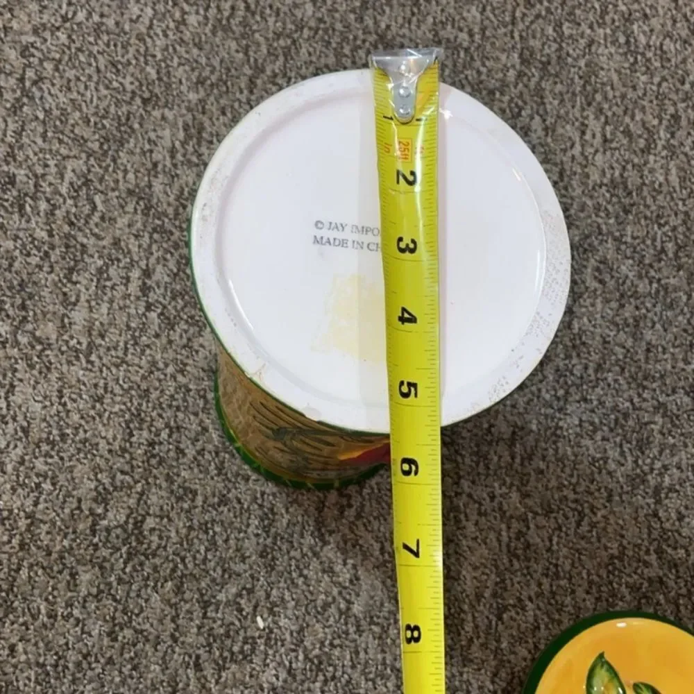 Low price Jay Import Pasta Yellow And Green Pasta Spaghetti Canister SeramicJar